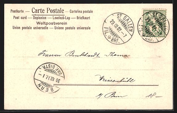 Cartoline postali: St. Gallen, Kirche, Strassenpartie, Font – Usato da Berlin venduto da bartko-reher 1