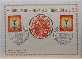 Sonder-Postkarte, 1000 Jahre Marktrecht Bensheim a.d.B