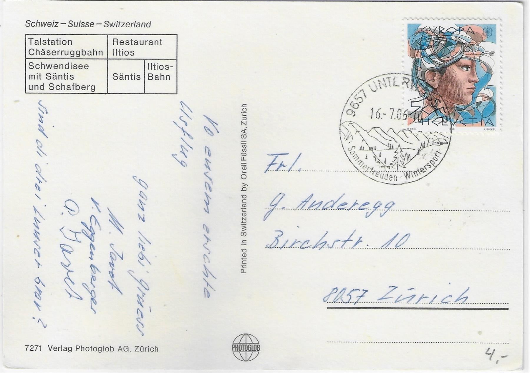 Cartoline postali: Iltios - Talstation, Restaurant, Bahn – Antico da Ettingen venduto da Kartenplanet 1