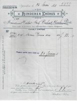 Rechnung Hinderer Freres Yverdon 1921