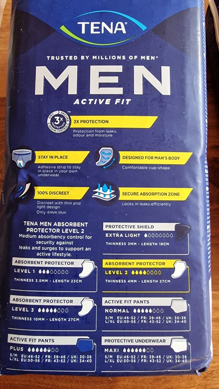 Windeleimer & Windeln: TENA Men Active Fit Absorbent Protector, Level 2. Binde Mann – Neu und originalverpackt aus Romanshorn von Niceflyer 3