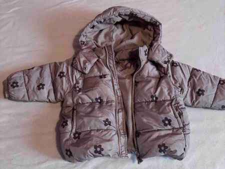 Baby Winterjacke Zara braun mit Blumenmuster Gr. 86
