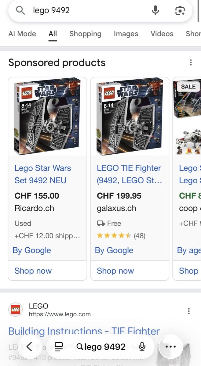 Lego Jeux de construction: Lego Star Wars TIE FIGHTER 9492 – D'occasion à OBERRIEDEN par legpit 7