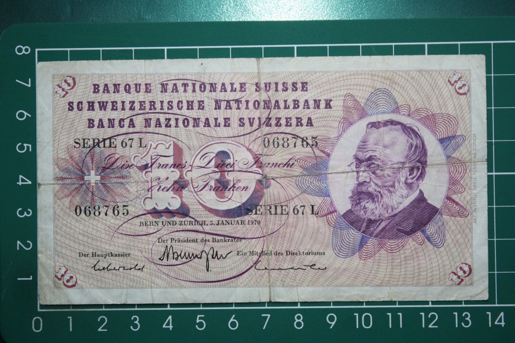 Banconote: gottfried keller banknote 10 franken 1970 – Usato da Laupen BE venduto da Gufi57