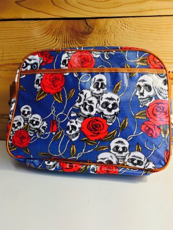 Tasche Totenkopf Rosen blau Damen Umhängetasche Kunstlede...