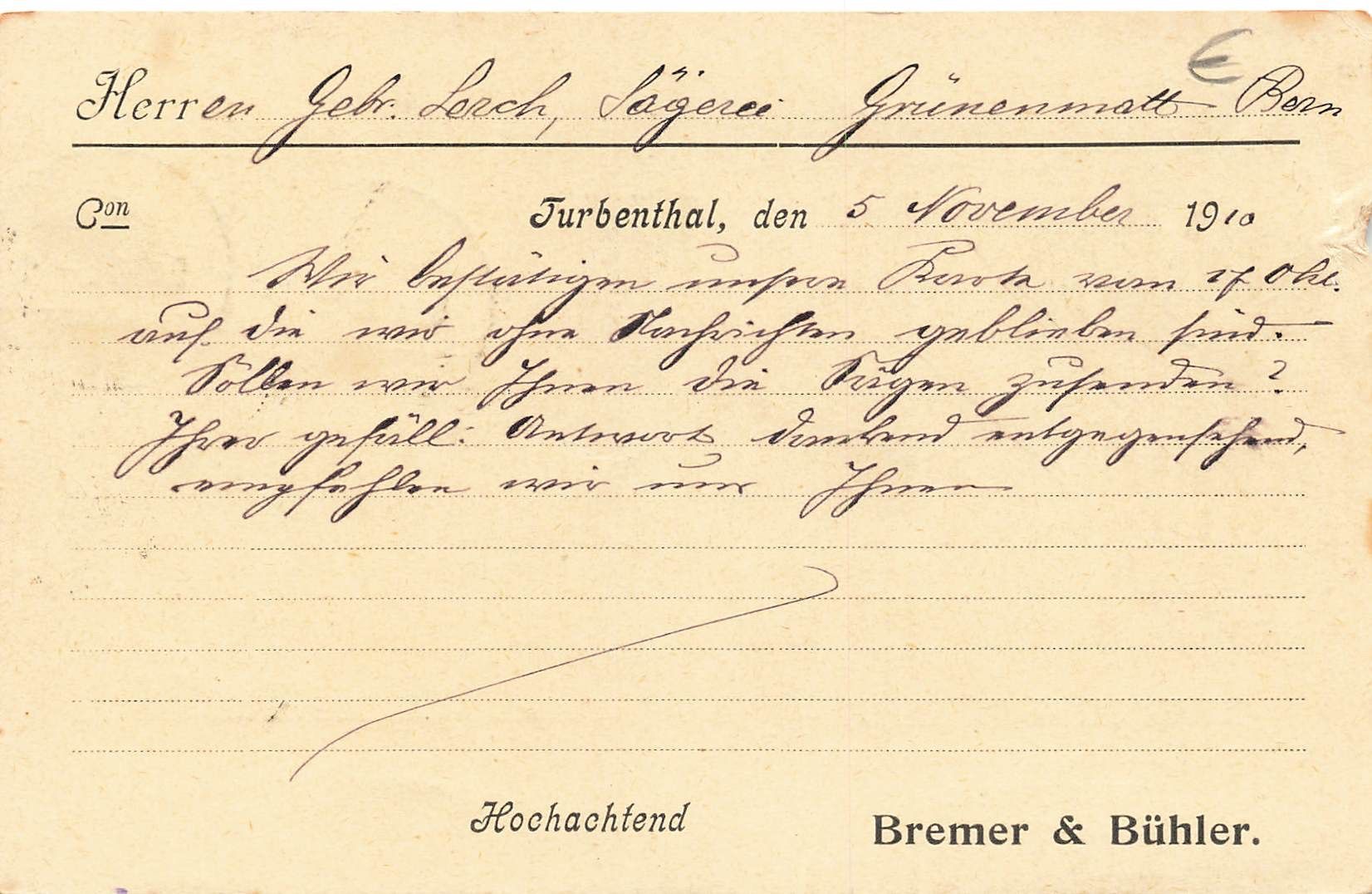 Ansichtskarten: Bremer & Bühler turbenthal Schweiz – Gebraucht aus Biasca von Blenio71 1