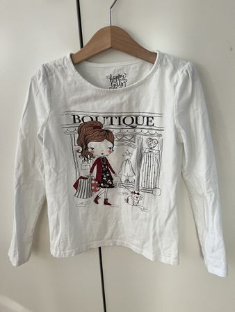 Langarmshirt C&A weiss Motiv Mädchen Grösse 128