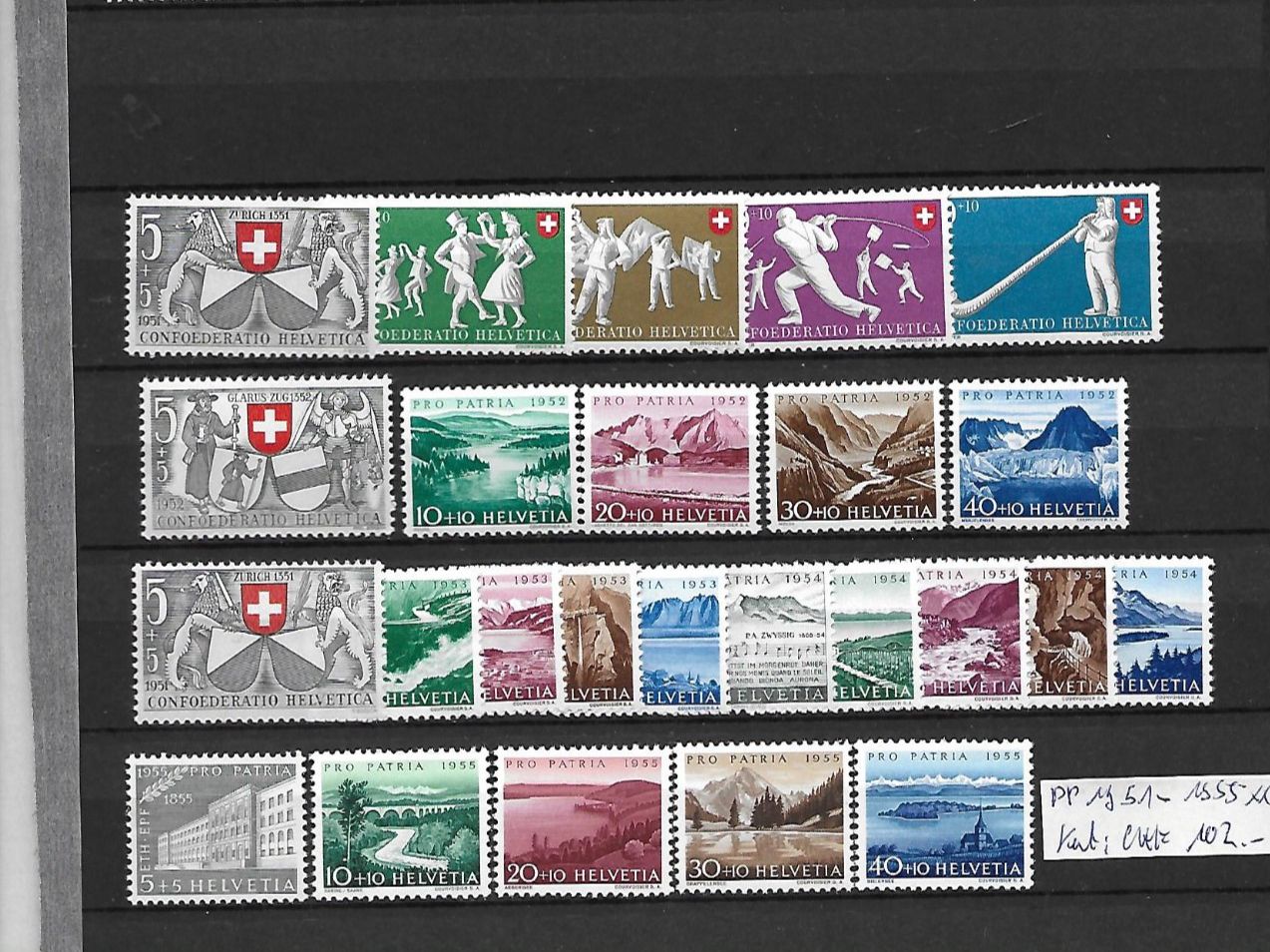 Alle Briefmarken: PP 1951 - 1955 ** Kat: CHF 102.- – Neu (gemäss Beschreibung) aus Basel von Ilp