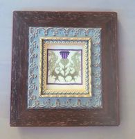  Piccolo Quadro Ricamo Cardo in Cornice Decorata