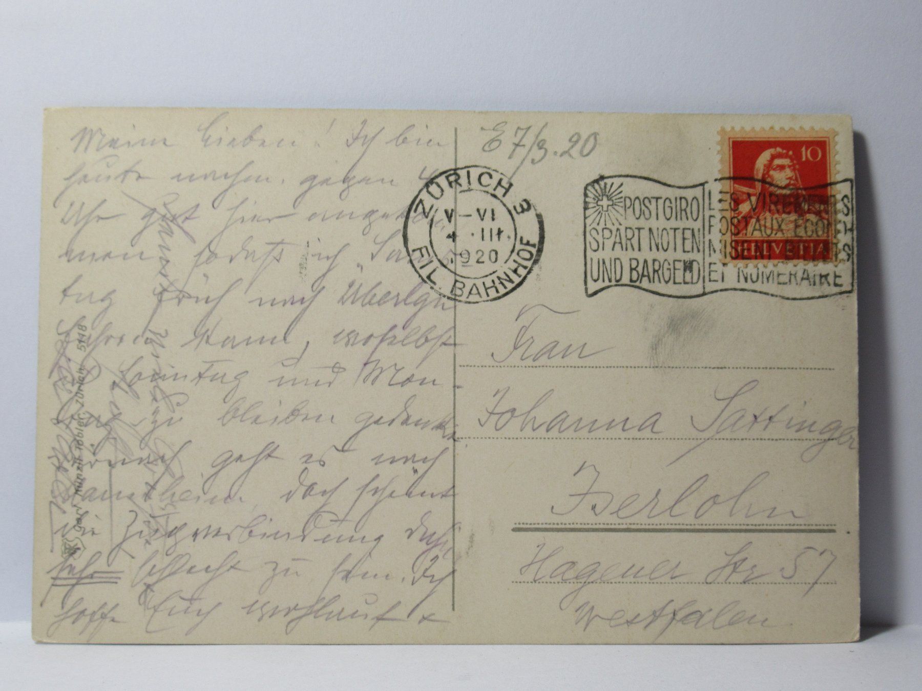 Cartoline postali: Zürich , Bauschänzli 1920 – Usato da Grenchen venduto da Bluemchen1900 1