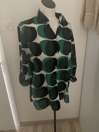 OPUS Damen Bluse Gr. 36/38, Grün/Schwarz, Top Zustand