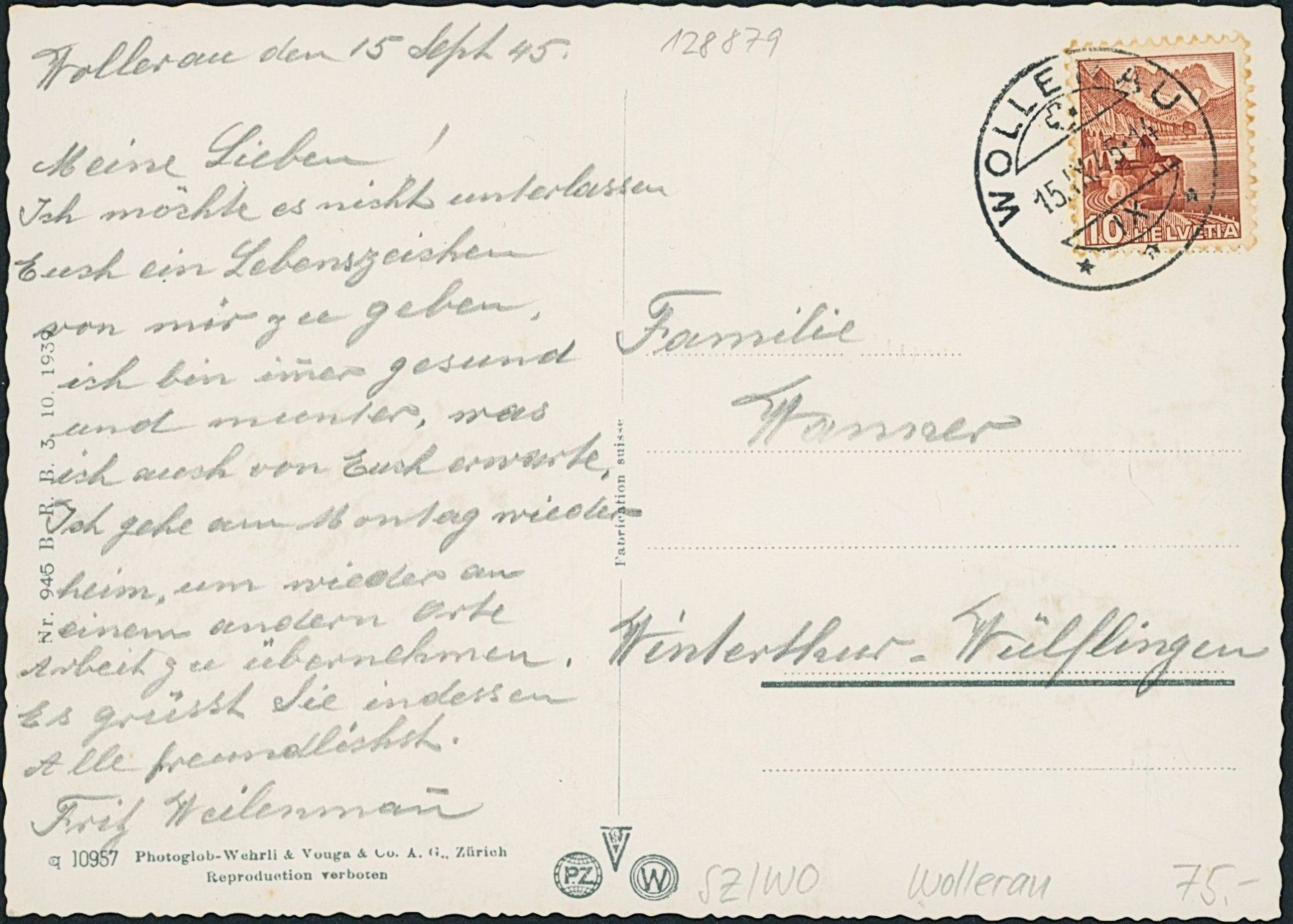 Cartoline postali: SZ Wollerau – Usato da Schindellegi venduto da stationary 1