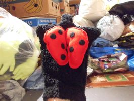 Handpuppe Marienkäfer, schwarz/rote Flügel