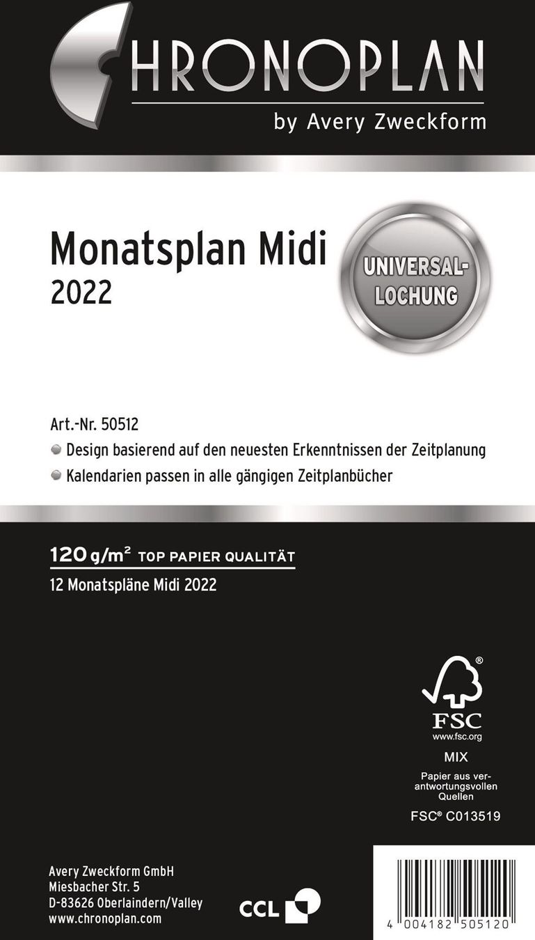 Autres accessoires femmes: CHRONOPLAN Monatsplan 2022 50512Z.22 – Neuf avec emballage d'origine à Safenwil par clickandbeauty