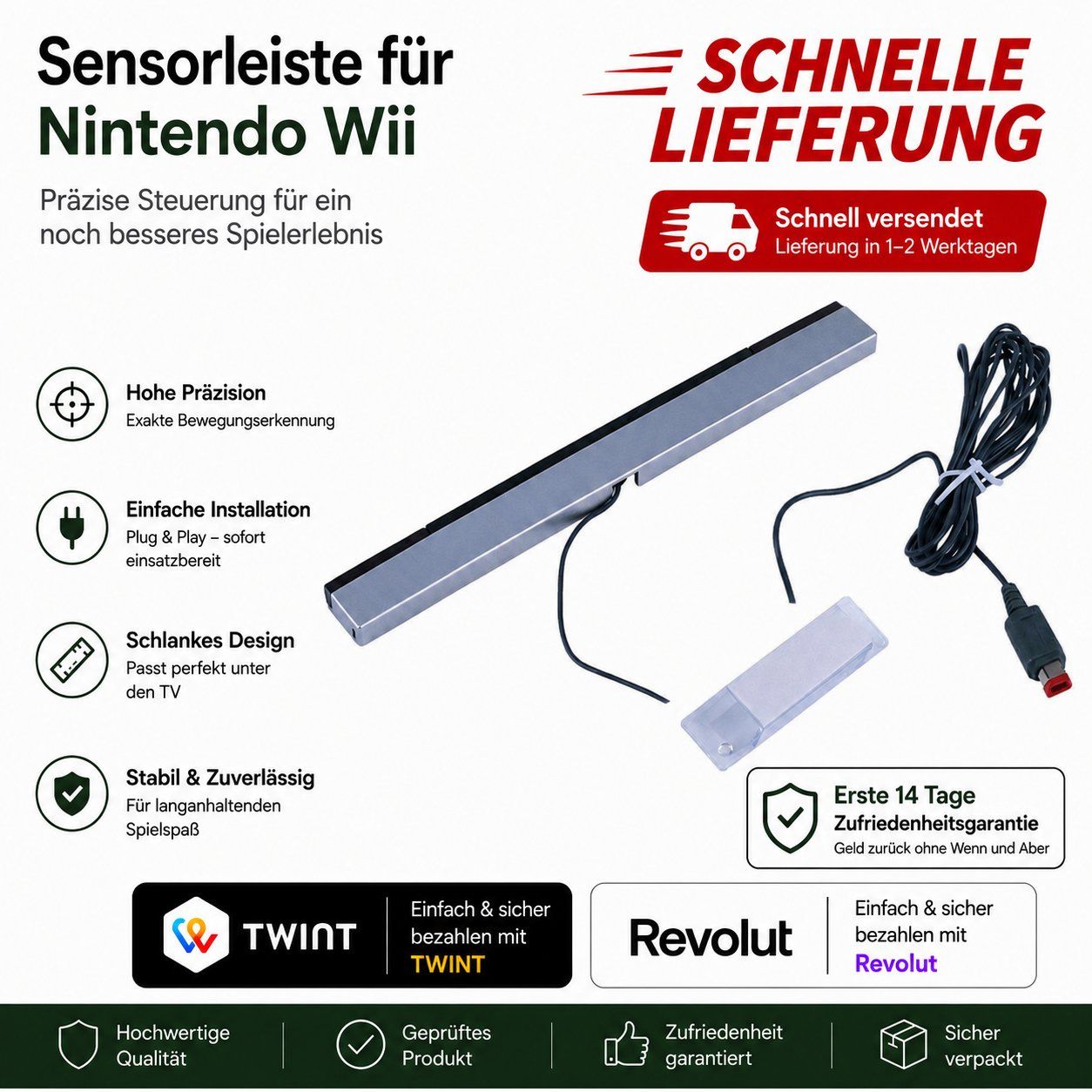 Giochi: Wii infrarot #49 Sensorleiste – Nuovo e nell'imballaggio originale da Montreux venduto da CABLEKABEL