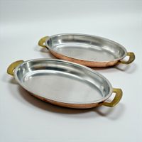 Lot de 2 plats à rotir vintage SPRING CULINOX cuivre et inox