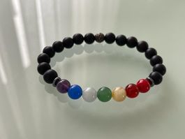 Chakra Armband Onyx, rote Achat, aquamarin, citrin,amethyst