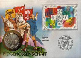 Lettre pour les 700 ans avec pièce de 20.-