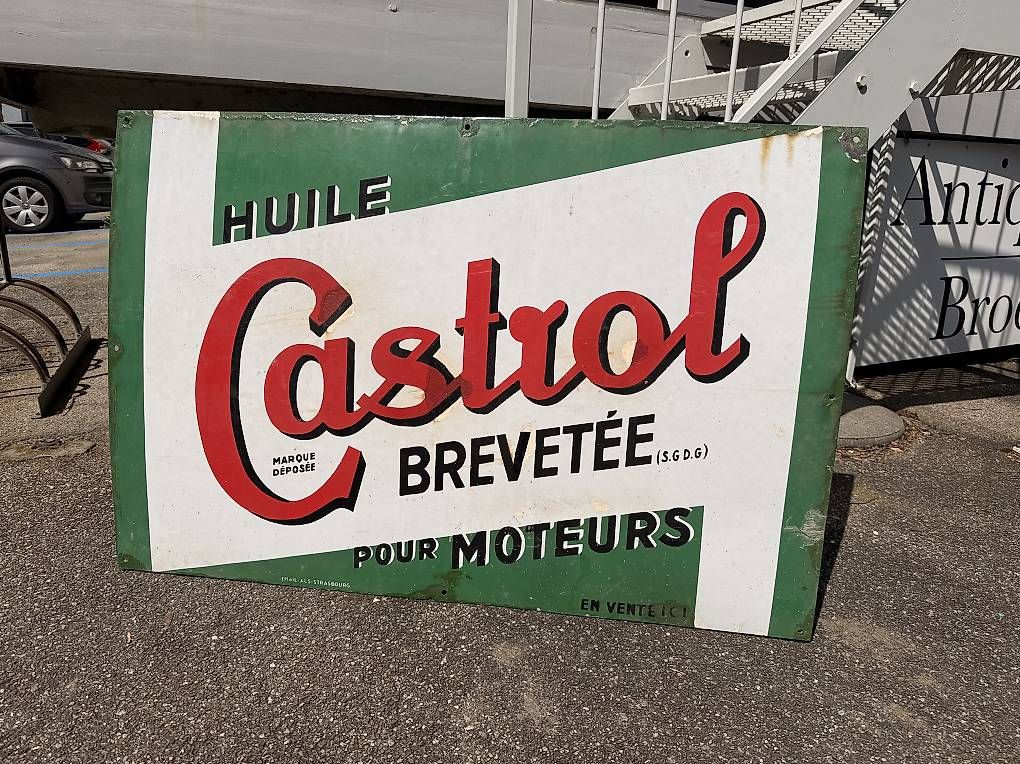 Insegne: Castrol Emailschild um 1950 gross – Usato da Nidau venduto da Nintschgu