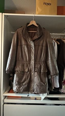 Brauner Echtledermantel Damen Gr. 38 Vintage