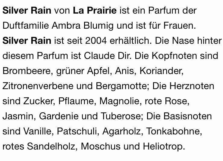 La Prairie Profumi & Eau de Toilette: Rare LA PRAIRIE SILVER RAIN 2 ml Abfüllung – Nuovo (secondo la descrizione) da St. Gallen venduto da lfs_nxl8 2