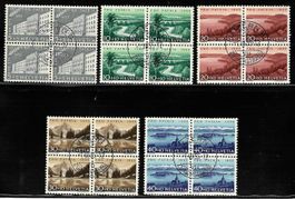 1955, B71-75 Viererblockserie zentrisch gestempelt (15214)