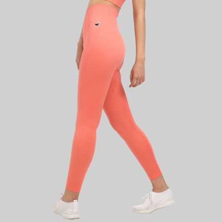 Leggings Seamless Damen Yoga High Waist Korallen Rot L Gym