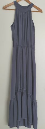 Sommer Neckholder Midi-Kleid mit Rüschen aus Viskosemischung