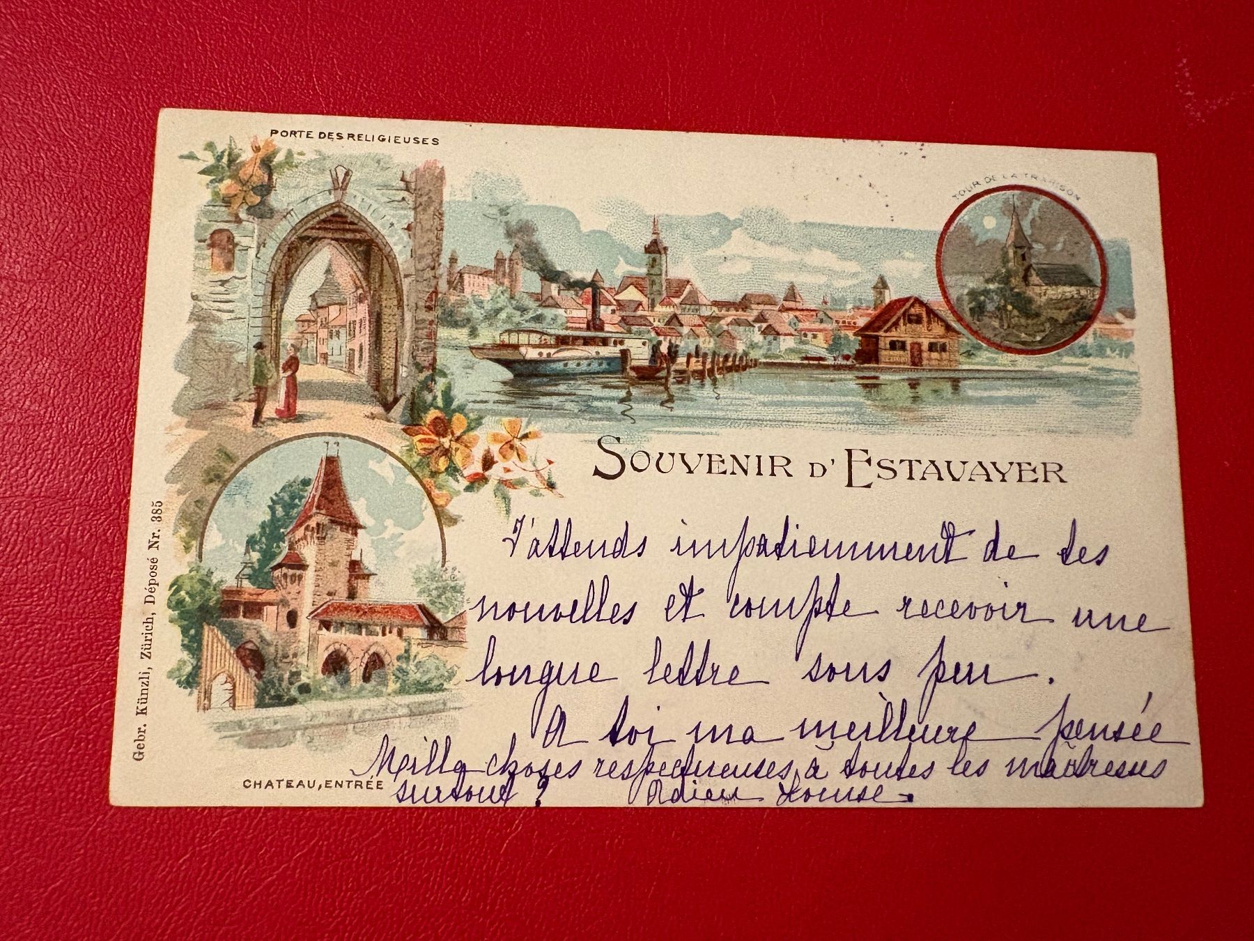 Cartoline postali: LITHO 1897 / Souvenir d'Estavayer – Usato da St-Légier-La Chiésaz venduto da Theo005