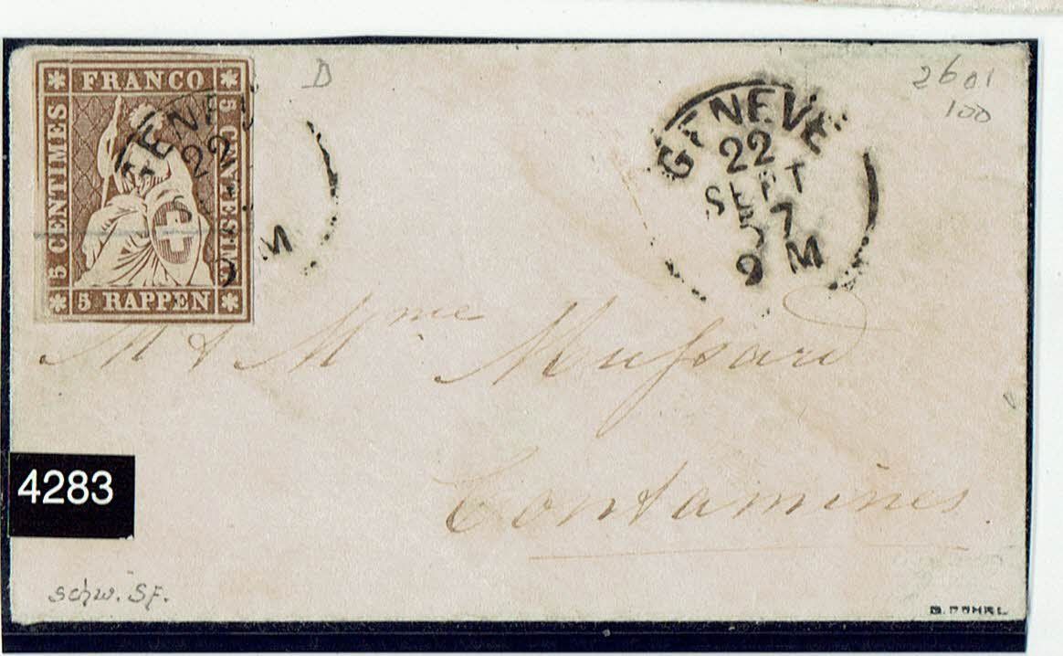 Alle Briefmarken: STRUBEL <526> 5RP 22Da DAMENBRIEF>CONTAMINS – Gebraucht aus Rüschlikon von Sualk1
