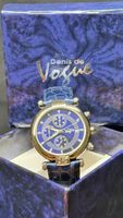 Denis de Vogue Chronograph Uhr mit blauem Krokolederarmband 
