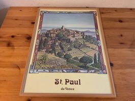 Bild St. Paul de Vence mit Holzrahmen gebraucht guter Zus...