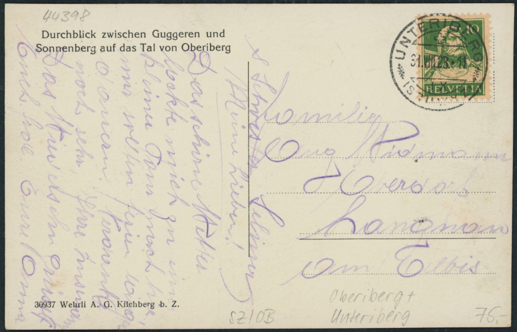 Cartoline postali: SZ Oberiberg - Unteriberg – Usato da Schindellegi venduto da dormay 1