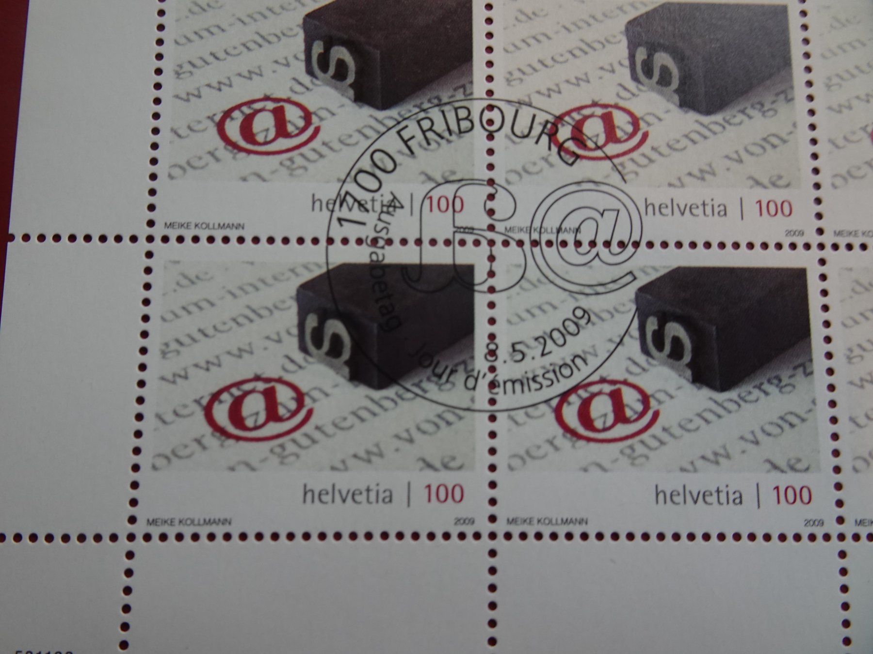 Alle Briefmarken: 2009, KLEINBOGEN, VON GUTENBERG, AUSGABETAG – Neu (gemäss Beschreibung) aus Eschenbach SG von eDaisy 1