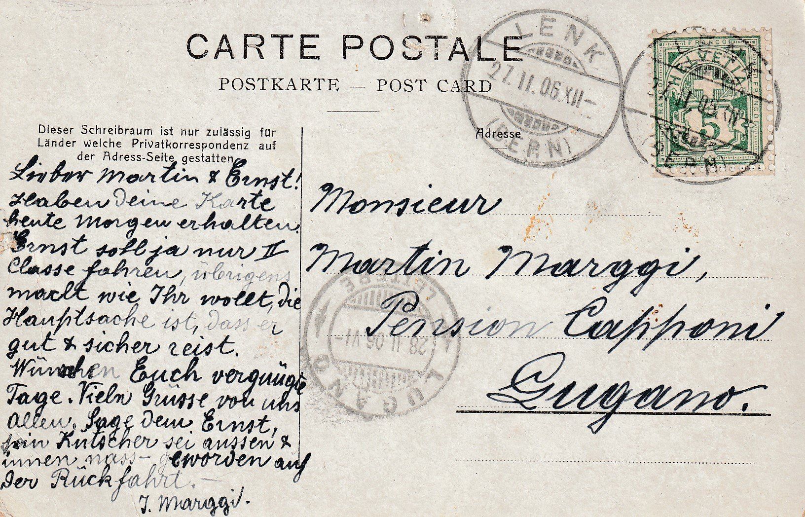 Cartoline postali: AK Iffigenalp gel. 27.2.1906 – Usato da Fribourg venduto da schnalla92 1