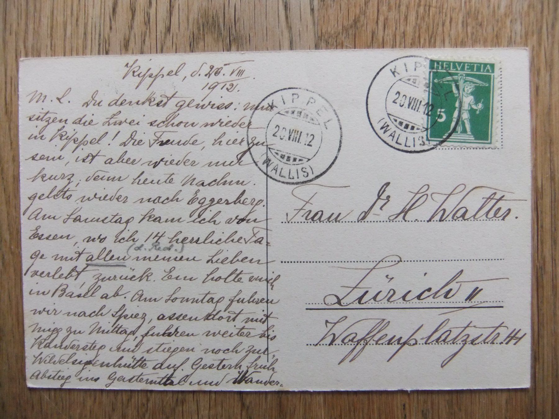 Cartoline postali: Dorfgasse in Kippel 20.8.1912 – Usato da St. Niklaus VS venduto da wunschlos54 1
