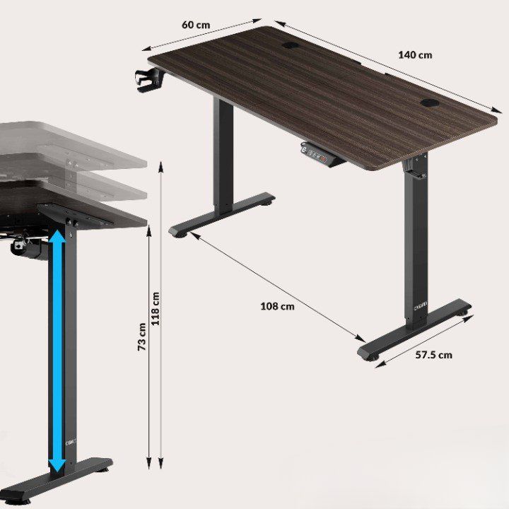 Höhenverstellbarer Bürotisch Braun 6