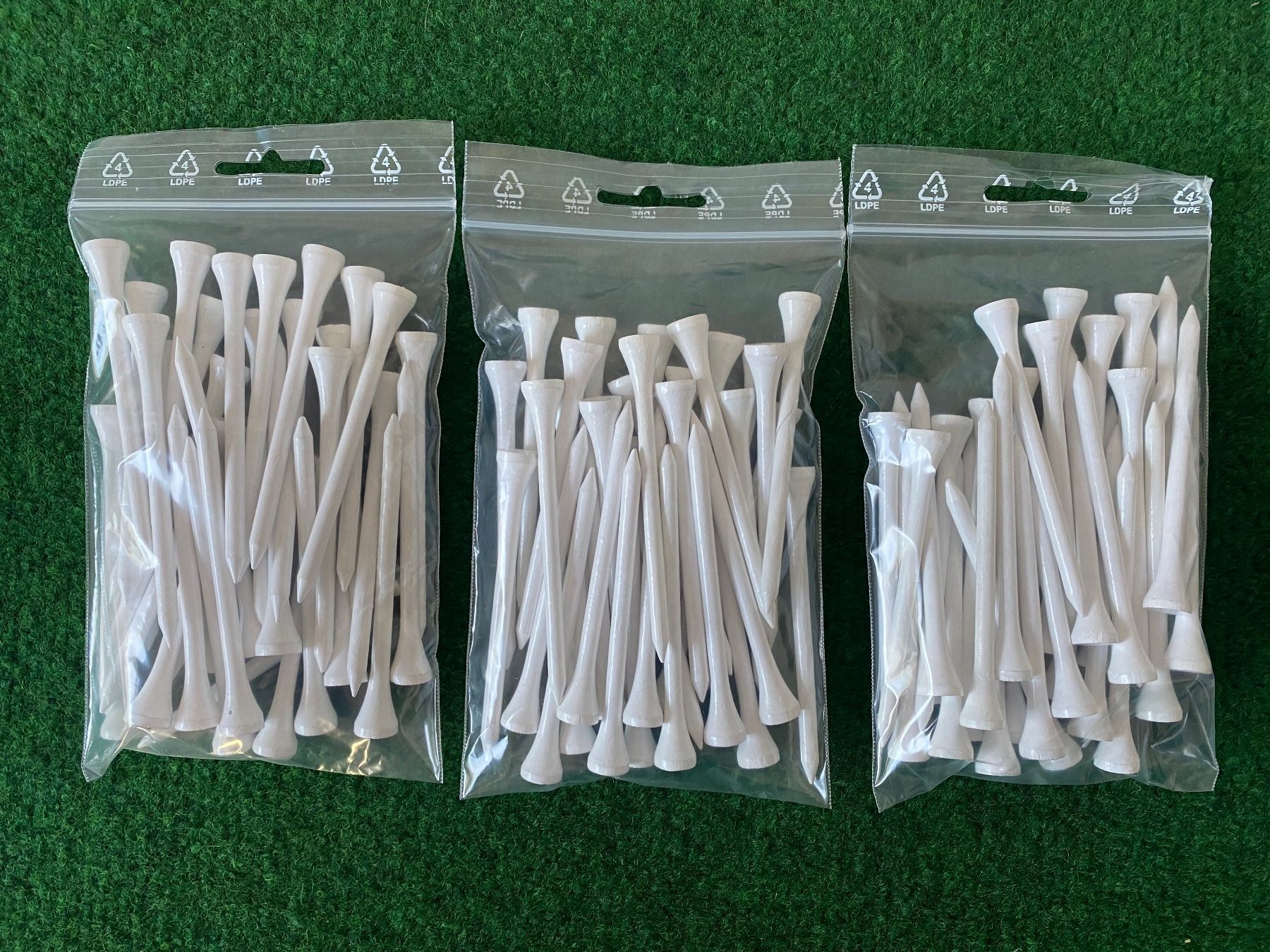 Articoli in legno: 100 Golftees 83mm Holz, weiss – Nuovo (secondo la descrizione) da Bergdietikon venduto da shimano4 1