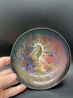 Selten, Antike Kupfer-Schale mit Seepferdchen-Motiv,Signiert