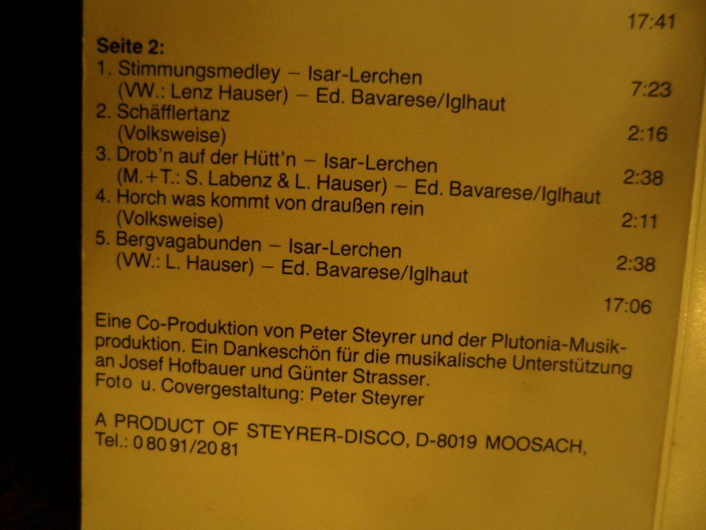 Musicassette: DIE ORIGINAL MüNCHNER  Isar Lerchen – Usato da Langnau i. E. venduto da gf2_29jt 2