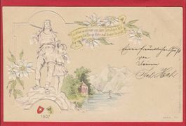 WILHELM TELL TELLSKAPELLE, PRÄGEDRUCK EDELWEISS, 1897 / 1905