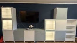 Wohnwand weiss/grau modern - Top Zustand besta Ikea