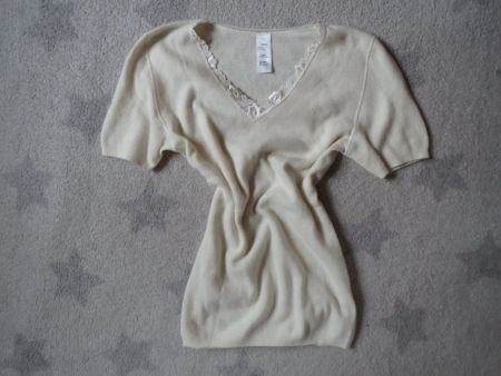 kuscheliger Damen Kurzarm Pullover mit ANGORA Gr 40/ 42