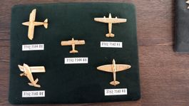 Vintage Broschen  Flugzeug Set 5Stück goldfarben mit Steinen