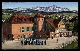 AK St. Gallen, Rotmonten, Gasthaus zur Sonne, Autobus mit Fa