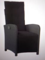 Gartensessel mit Fußteil Verstellbar Schwarz Poly Rattan