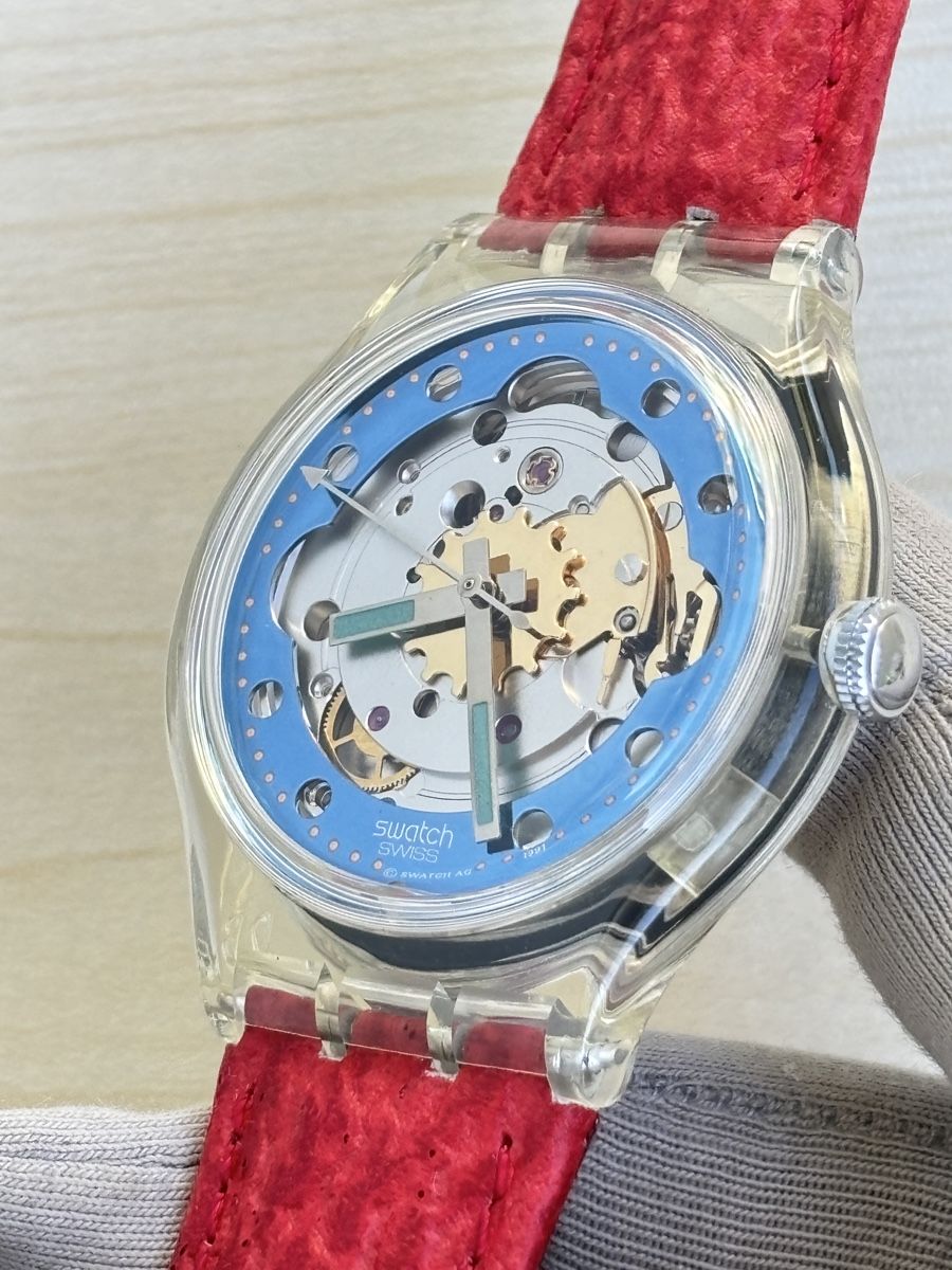 Swatch Orologi: Swatch Automatic Uhr transparent rot mit Box 1991 – Nuovo (secondo la descrizione) da Grenchen venduto da chththl 5