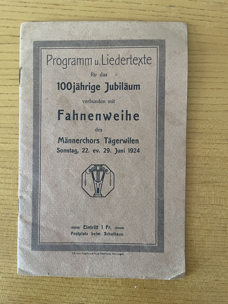 Bücher: Programm u. Liedertexte Männerchor Tägerwilen 1924, – Gebraucht aus Fribourg von Mymikrakra01