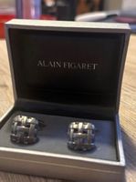 Boutons de manchette Alain Figaret tissés argentés