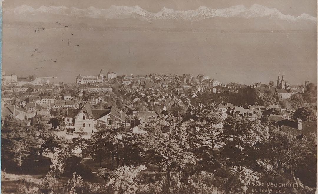 Ansichtskarten: NEUCHÂTEL & les Alpes - 1914 – Gebraucht aus Delémont von Domdom1